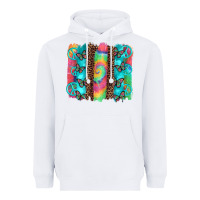 White hippie peace sign butterfly leopard and tie dye brushstroke Heavyweight Hoodie - Artiststas
