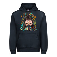 Navy Western Cowgirl Braid Hair Urban Hoodie - BundleAndBundleShop