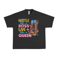 Pigment Black hustle like a boss live like a queen Urban Heavy Tee - texasbilliewilder