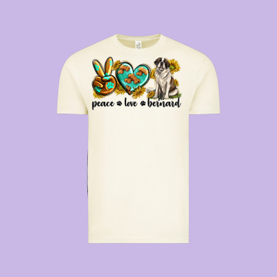 Peace Love St. Bernard Vintage Tee Designed By Texasbilliewilder