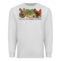 Dove Grey Peace Love New Hampshire Red Chicken Premium Sweatshirt - LillyAllenDesigns