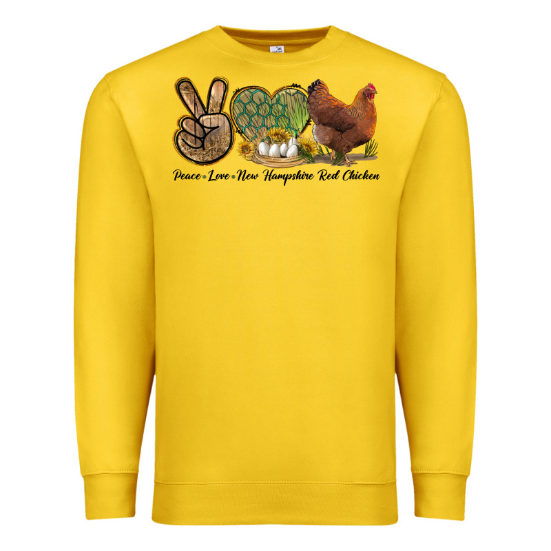 Peace Love New Hampshire Red Chicken Premium Sweatshirt by LillyAllenDesigns | Teevron