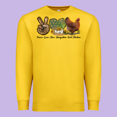 Peace Love New Hampshire Red Chicken Premium Sweatshirt Designed By Lillyallendesigns