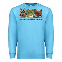 Ocean Blue Peace Love New Hampshire Red Chicken Premium Sweatshirt - LillyAllenDesigns