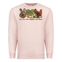 Pale Pink Peace Love New Hampshire Red Chicken Premium Sweatshirt - LillyAllenDesigns