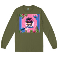 Army Green ohana stitch messy bun Long Sleeve Tee - Zillion Design Studio