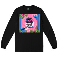 Black ohana stitch messy bun Long Sleeve Tee - Zillion Design Studio