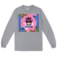 Heather Grey ohana stitch messy bun Long Sleeve Tee - Zillion Design Studio