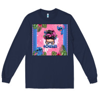Navy ohana stitch messy bun Long Sleeve Tee - Zillion Design Studio