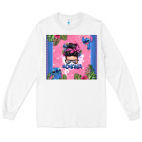 White ohana stitch messy bun Long Sleeve Tee - Zillion Design Studio