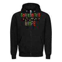 Black Somebody's Jolly Ass Wife Zipper Hoodie - FaDigitalArtStudio