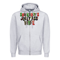 Heather Grey Somebody's Jolly Ass Wife Zipper Hoodie - FaDigitalArtStudio