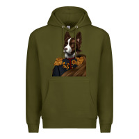 Army Green Pet Portraits, Custom Pet Portraits, Renaissance Pet Portraits, Premium Hoodie - RanaPortraitStore
