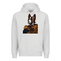 Dove Grey Pet Portraits, Custom Pet Portraits, Renaissance Pet Portraits, Premium Hoodie - RanaPortraitStore