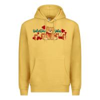 Antique Gold valentines vibes with gifts and bear Premium Hoodie - AdoDesignShop