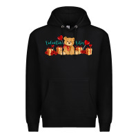 Black valentines vibes with gifts and bear Premium Hoodie - AdoDesignShop