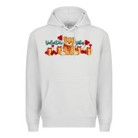 Dove Grey valentines vibes with gifts and bear Premium Hoodie - AdoDesignShop