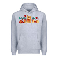 Heather Grey valentines vibes with gifts and bear Premium Hoodie - AdoDesignShop