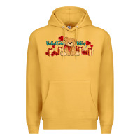 Mustard valentines vibes with gifts and bear Premium Hoodie - AdoDesignShop