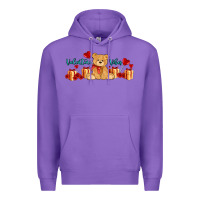 Purple valentines vibes with gifts and bear Premium Hoodie - AdoDesignShop