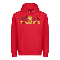 Red valentines vibes with gifts and bear Premium Hoodie - AdoDesignShop