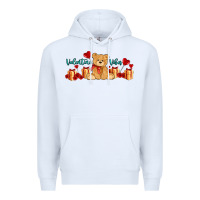White valentines vibes with gifts and bear Premium Hoodie - AdoDesignShop