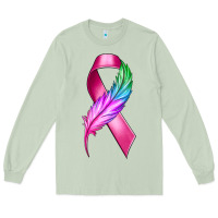 Breast Cancer Ribbon With Feather Long Sleeve Tee | Teevron