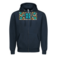 Navy western cowhide mama 16oz libbey glass Zipper Hoodie - HRA Design Shop