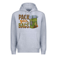 Heather Grey pack your bags Premium Hoodie - NancyCooperArtShop