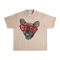 French Oak french bulldog with love glasses Urban Heavy Tee - RanaPortraitStore