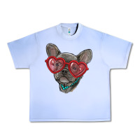 Grape Ice french bulldog with love glasses Urban Heavy Tee - RanaPortraitStore