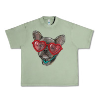 Oil Green french bulldog with love glasses Urban Heavy Tee - RanaPortraitStore