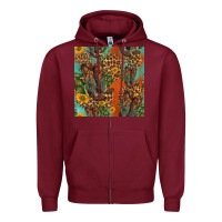 Burgundy western boots and sunflowers seamless pattern Zipper Hoodie - HRA Design Shop
