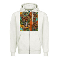 Oatmeal Heather western boots and sunflowers seamless pattern Zipper Hoodie - HRA Design Shop
