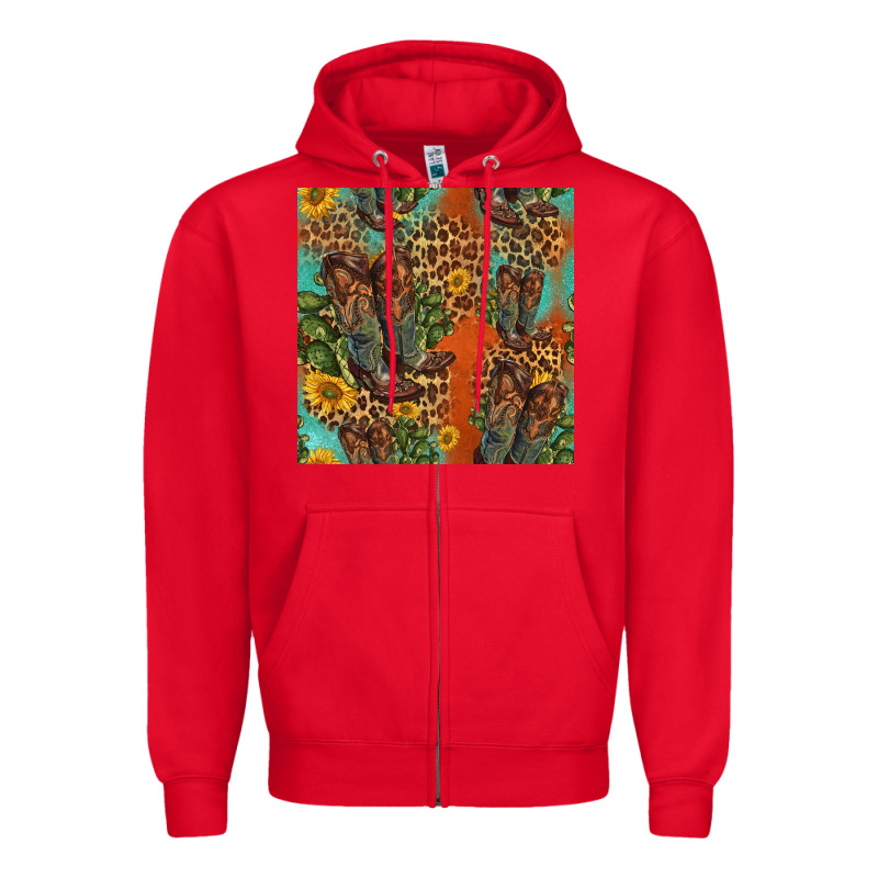 Western Boots And Sunflowers Seamless Pattern Zipper Hoodie by HRA Design Shop | Teevron