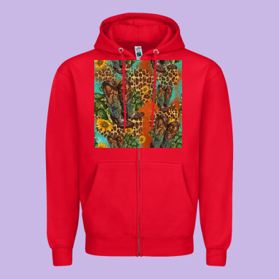 Western Boots And Sunflowers Seamless Pattern Zipper Hoodie Designed By Hra Design Shop
