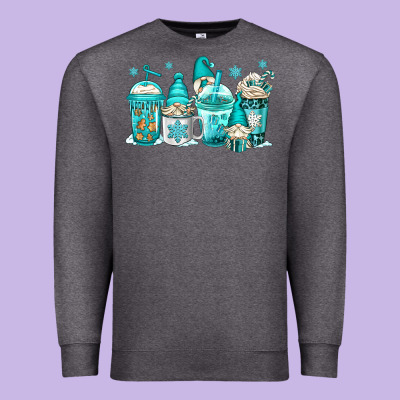 Winter Christmas Gnomes Coffee Cups Premium Sweatshirt Designed By Jasminsmagicworld