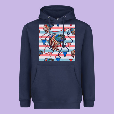 American Flag Bass Heavyweight Hoodie Designed By Bundleandbundleshop