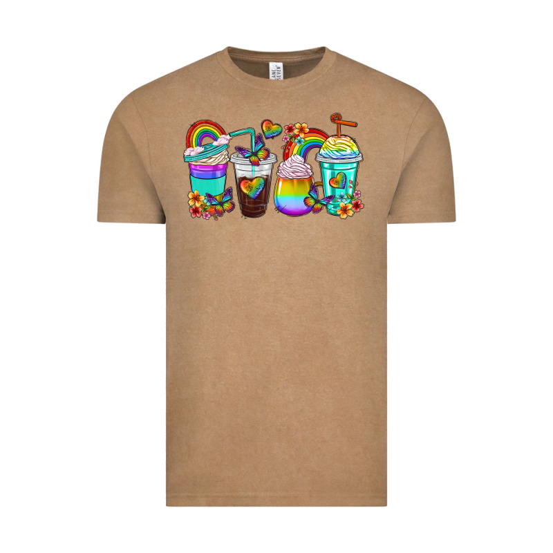 Rainbow Coffee Cups Vintage Tee by texasbilliewilder | Teevron