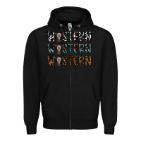 Black western western western Zipper Hoodie - CowhideDigitalArt