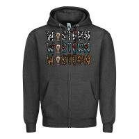 Charcoal Heather western western western Zipper Hoodie - CowhideDigitalArt