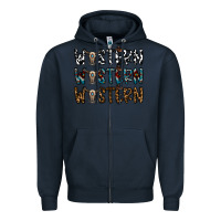Navy western western western Zipper Hoodie - CowhideDigitalArt