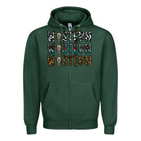 Sports Green western western western Zipper Hoodie - CowhideDigitalArt