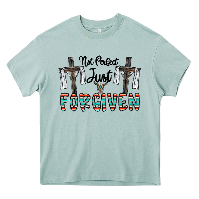 No Perfect Just Forgiven Heavy Core Tee by CowhideDigitalArt | Teevron