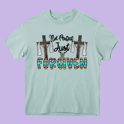 No Perfect Just Forgiven Heavy Core Tee Designed By Cowhidedigitalart