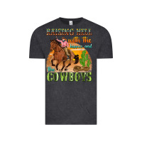 Vintage Black raising hell with the hippies and the cowboys Vintage Tee - texasbilliewilder