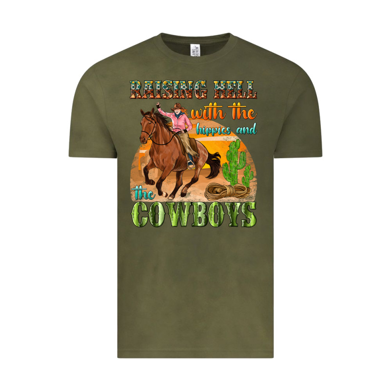 Raising Hell With The Hippies And The Cowboys Vintage Tee by texasbilliewilder | Teevron