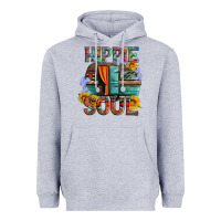 Heather Grey hippie soul with caravan and flowers Heavyweight Hoodie - Artiststas
