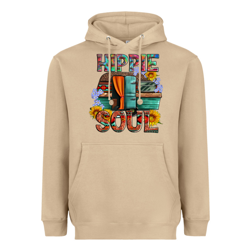 Hippie Soul With Caravan And Flowers Heavyweight Hoodie by Artiststas | Teevron