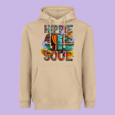 Hippie Soul With Caravan And Flowers Heavyweight Hoodie Designed By Artiststas